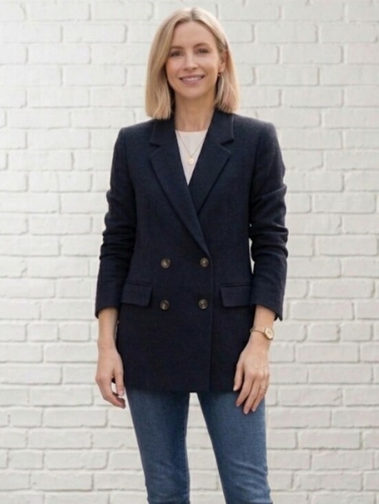 Old Navy Jackets & Blazers - OLD NAVY Women's Navy‎ Blue Double-Breasted Oversized Blazer Size Small NWT